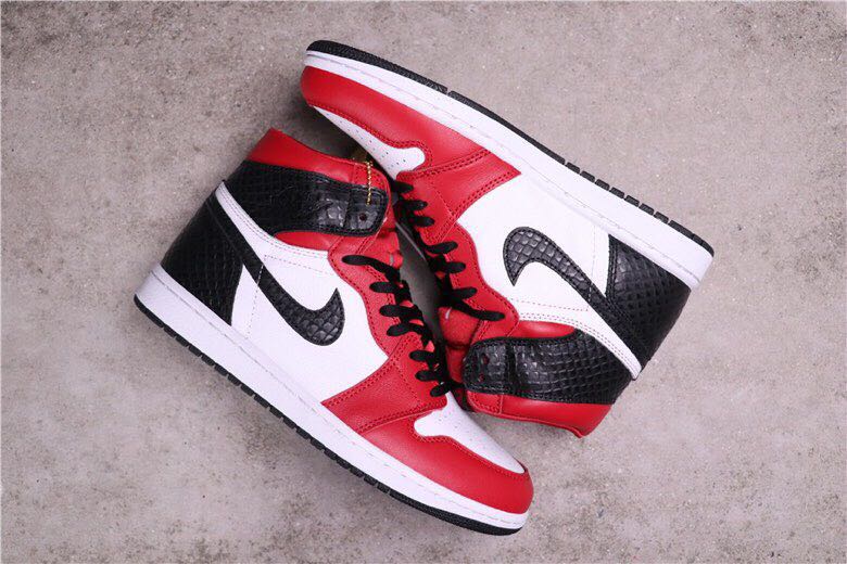 2020 Air Jordan 1 WMNS Satin Snake Red Black For Women - Click Image to Close